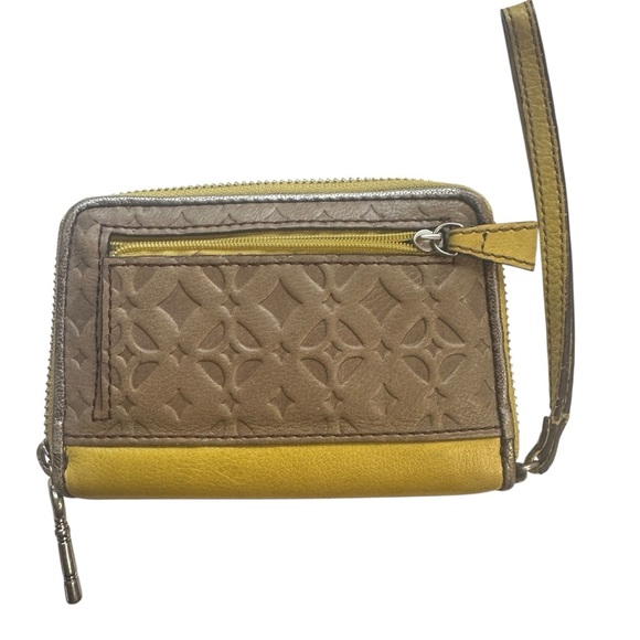 Fossil Tan and Lime/Yellow Leather Wristlet - Picture 2 of 7